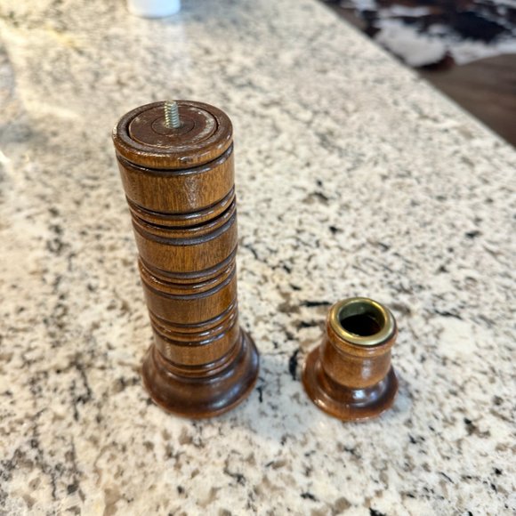 Mid Century wood candlestick holder napkin ring combo - Picture 13 of 13